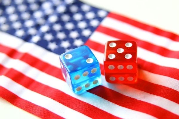 US flag and dice