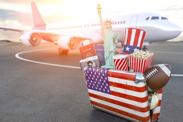 Airplane and suitcase in USA design