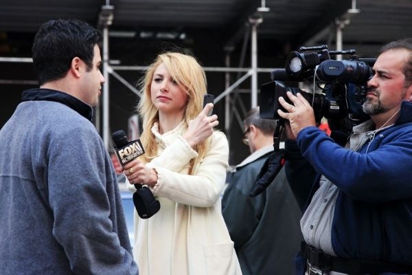 TV journalist during interview 