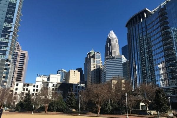 The cityscape of North Carolina in the USA