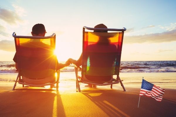 Retired couple on the beach